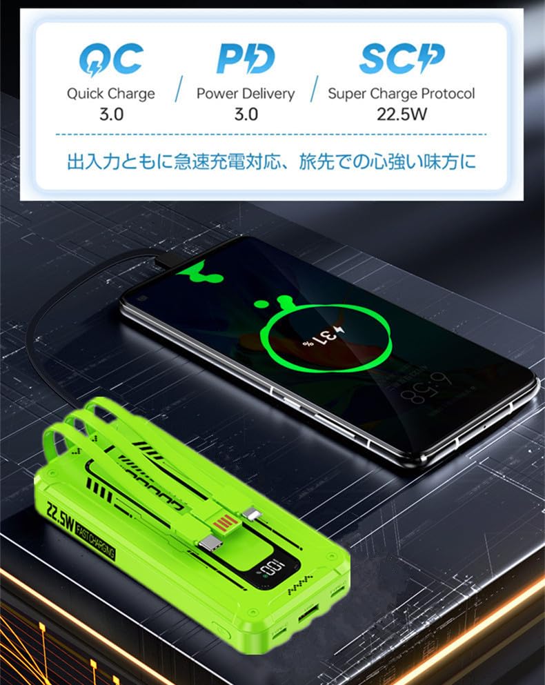 Amazon | モバイルバッテリー PD22.5W 3A急速充電 QC3.0対応 大容量